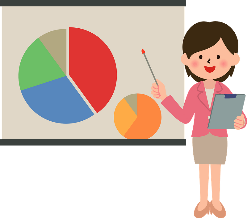 En l&aelig;rer peker p&aring; kakediagram